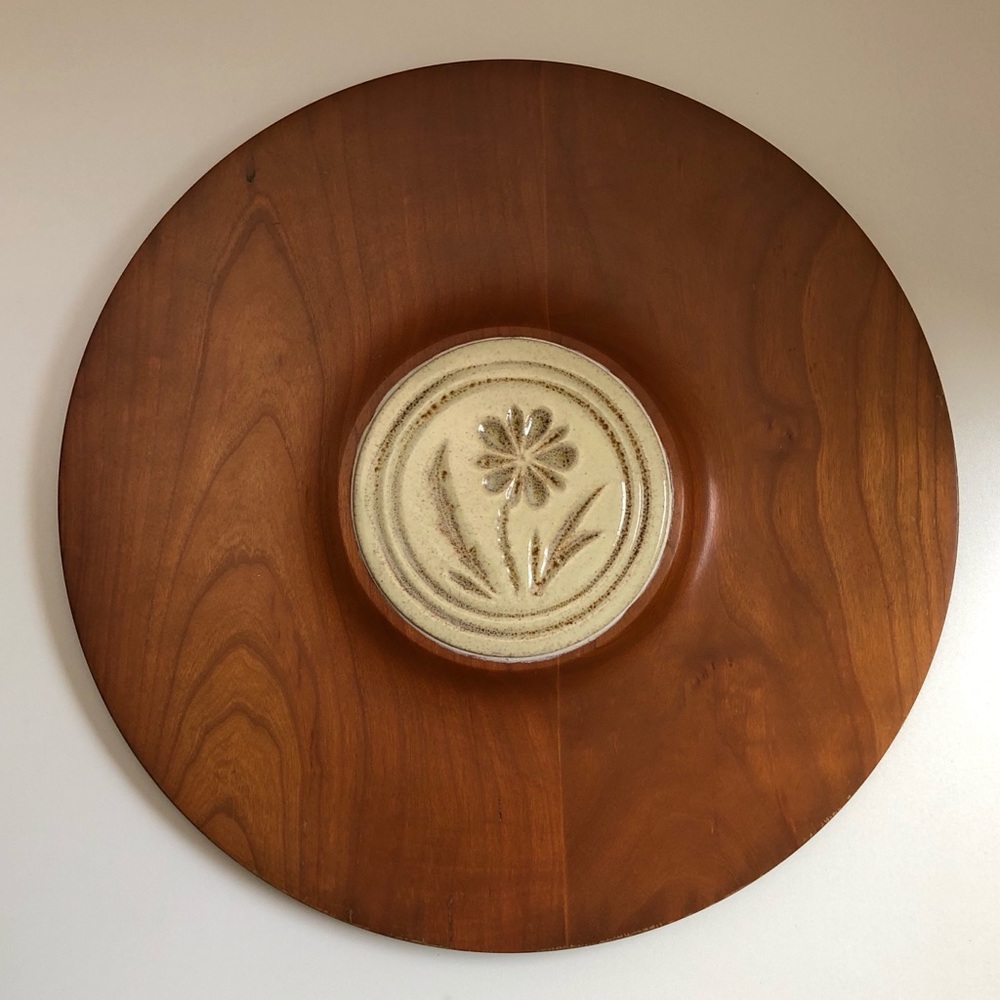 Pigeon Forge Pottery Plate Plater Wood Ceramic Flower Floral Decor